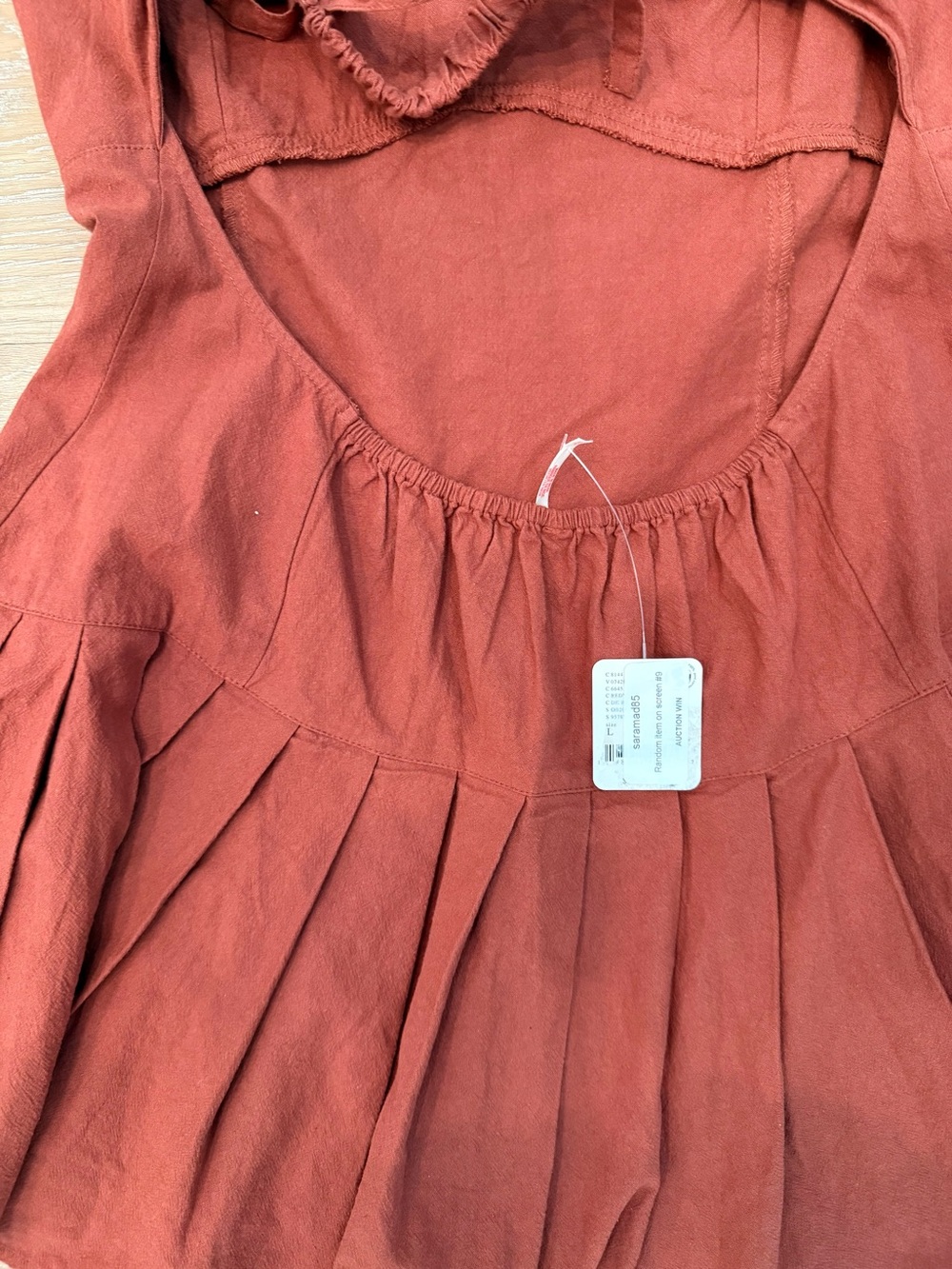 Free People Rust Red Pleated Mini Dress Size Large - Picture 4 of 5